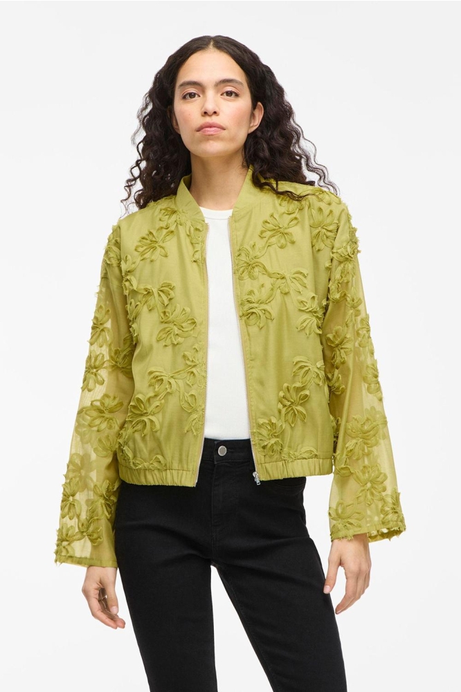 VIAGNES L/S LACE BOMBER JACKET 14111826 GREEN IVY
